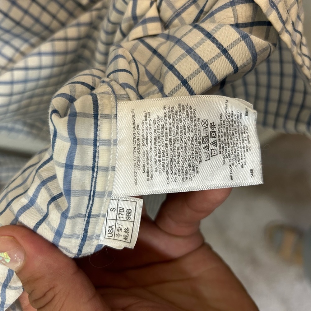Small Brooks Brother Plaid Blue & White Shirt - Picture 9 of 11